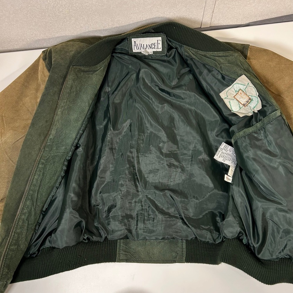genuine‎ suede preppy tan green bomber varsity jacket avalanche size xl - Picture 12 of 12